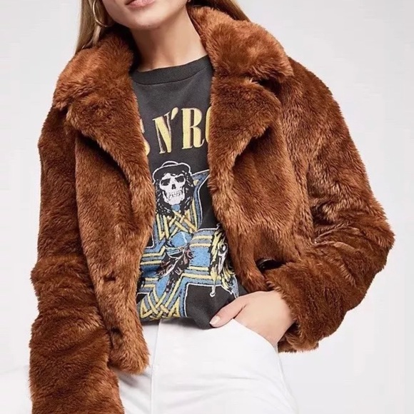 Free People Jackets & Blazers - Free People Faux Fur Coat Jacket Brown Medium